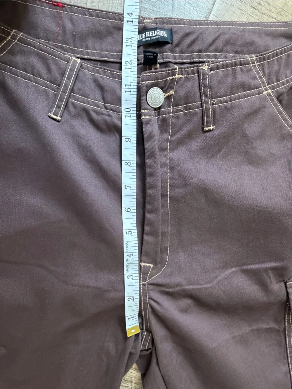 True Religion Baggy Embroidered Horseshoe Cargo Pants Bracken Brown 36 NWT Y2K